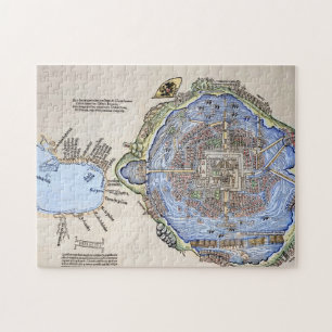 Antiek kaart van de Aztec Capital Tenochtitlan Legpuzzel