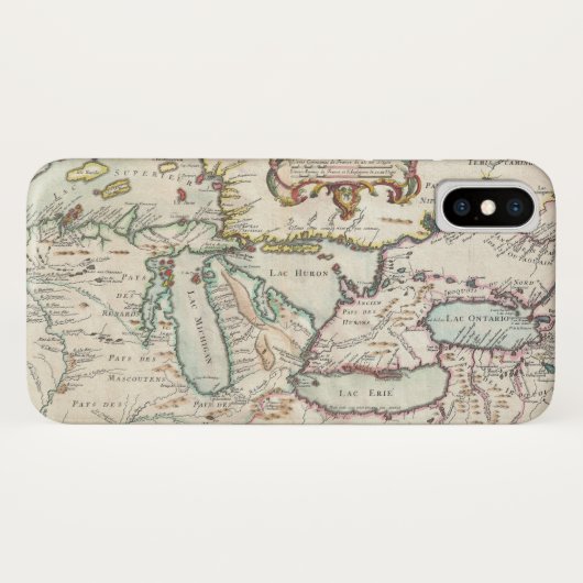 Antiek kaart van de Grote Meren Case-Mate iPhone Case (Achterkant (horizontaal))