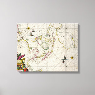 Antiek kaart van de Oost-Indische eilanden Canvas Afdruk