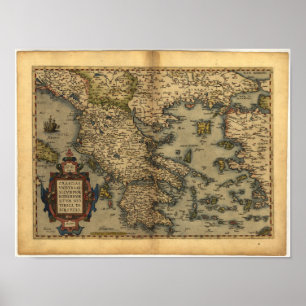 Antiek kaart van Griekenland ORTELIUS ATLAS 1570 A Poster