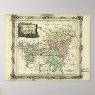 Antiek kaart van het Heilige Roomse Rijk, Oostenri Poster