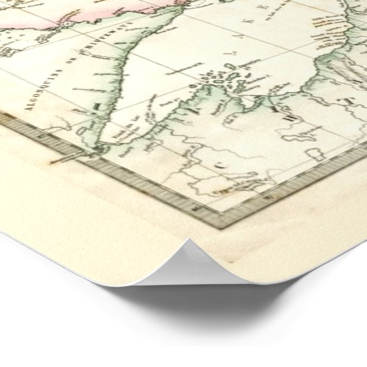 Antiek kaart van het meer van Superior Poster (Hoek)