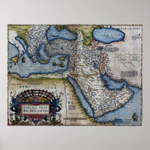 Antiek kaart van het Midden-Oosten Poster