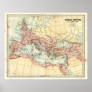 Antiek kaart van het Romeinse Rijk Poster