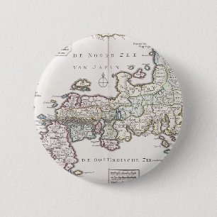 Antiek kaart van Japan 1769 Ronde Button 5,7 Cm
