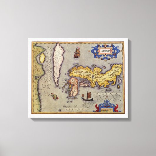 Antiek kaart van Japan door Mercator en Hondius Canvas Afdruk (Voorkant)