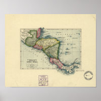 Antiek kaart van Midden-Amerika - 1902