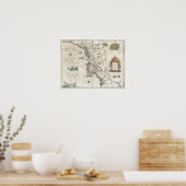 Antiek kaart van New York, New England Poster (Keuken)