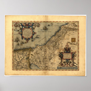 Antiek kaart van Palestine ORTELIUS ATLAS 1570 A.D Poster