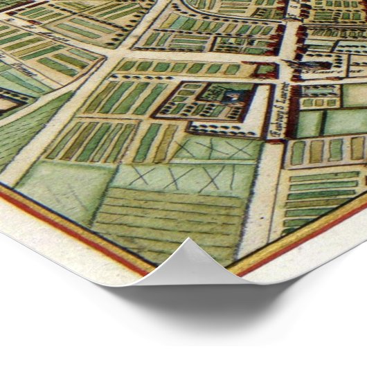 Antiek kaart van Parijs Frankrijk Poster (Hoek)