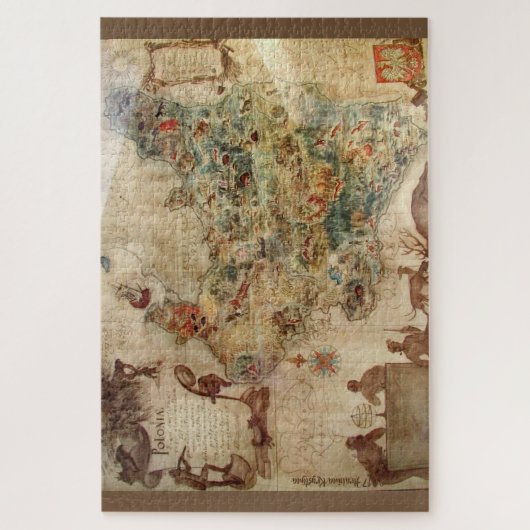 ANTIEK KAART VAN POLEN JIGSAW PUZZLE LEGPUZZEL (Verticaal)