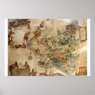 ANTIEK KAART VAN POLEN POSTER