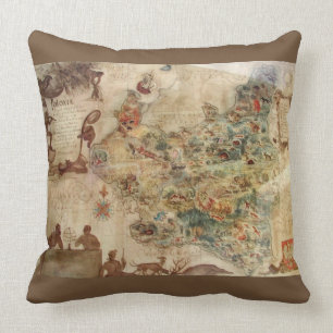ANTIEK KAART VAN POLENPILLOW KUSSEN