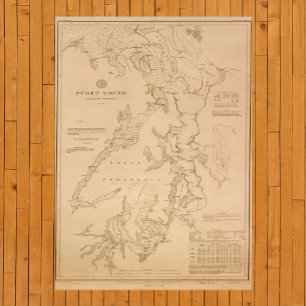 Antiek kaart van Puget Sound Poster