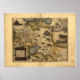 Antiek kaart van Rusland ORTELIUS ATLAS 1570 A.D. Poster