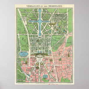 Antiek kaart van Versailles , Frankrijk Poster