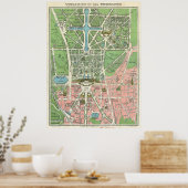 Antiek kaart van Versailles ,  Frankrijk Poster (Keuken)