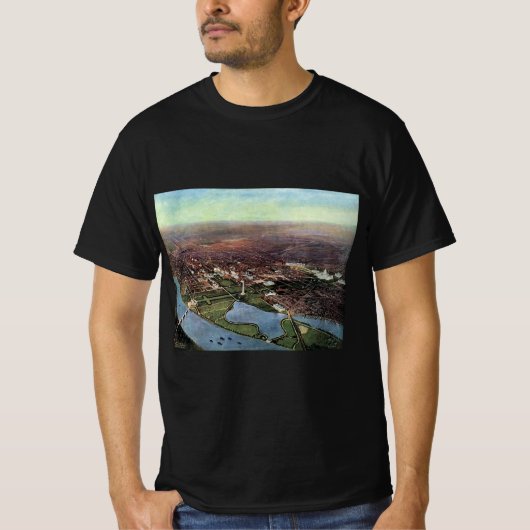 Antiek kaart van Washington DC en de Potomac T-shirt (Voorkant)