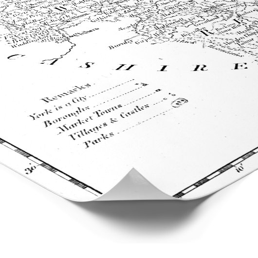 Antiek kaart van Yorkshire Poster (Hoek)