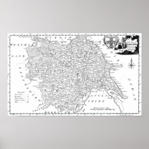 Antiek kaart van Yorkshire Poster