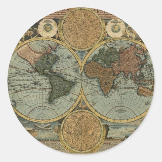 Antiek kaartreeks ronde sticker (Voorkant)