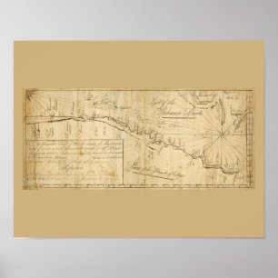 Antiek Kaartsterren van de Autical Chart van Baham Poster