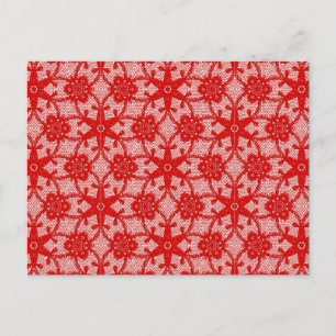 Antiek kant - diep rood en wit briefkaart