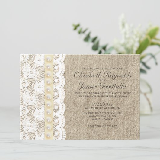 Antiek kant en parelbruiningen kaart (Staand voorkant)