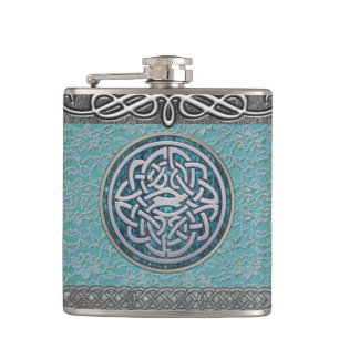 Antiek kant en zilverdecor Keltische Knot Flask Heupfles