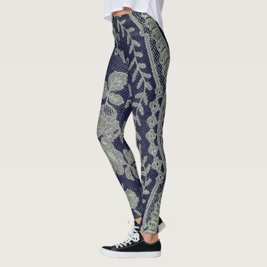 ANTIEK KANT PATROON LEGGINGS BLAUW EN GRIJS (Links)