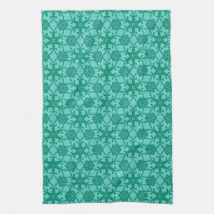 Antiek kant - turquoise en aqua theedoek