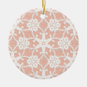 Antiek kant - wit en perzik keramisch ornament (Voorkant)