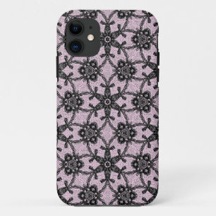 Antiek kant - zwart en ijsroze iPhone 11 hoesje