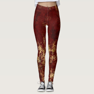 Antiek karmozijnrood goud grunge leggings