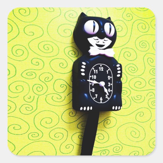 Antiek Kat Clock Sticker (Voorkant)