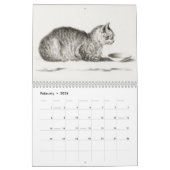 Antiek kat schetsen door Jean Bernard Duvivier Kalender (Feb 2026)