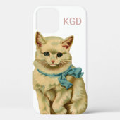 Antiek  kat schilderen kitten monogram kitsch Case-Mate iPhone case (Achterkant)