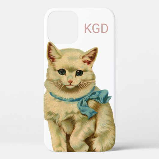 Antiek  kat schilderen kitten monogram kitsch Case-Mate iPhone case (Achterkant)