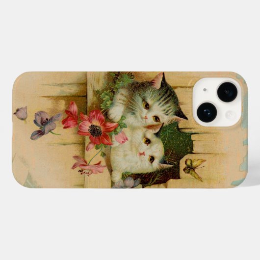 Antiek  kat schilderij schattige kitten vlinder Case-Mate iPhone case (Achterkant (horizontaal))