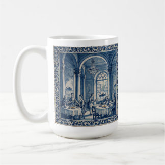 Antiek keramiek blauw + wit Venetië koffiehuis Koffiemok
