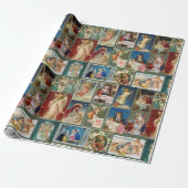 Antiek kerst Kaarten Baby Jesus Angels Geboorte Cadeaupapier (Uitgerold)