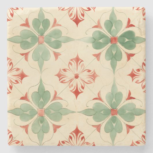 Antiek Kerst Tegel Stenen Onderzetter (Voorkant)