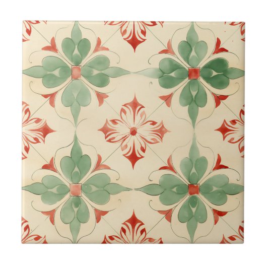 Antiek Kerst Tegel Tegeltje (Voorkant)