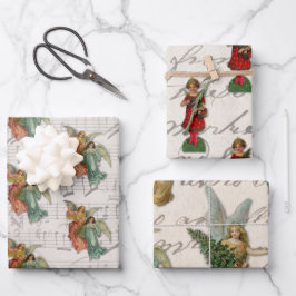 Antiek kerstAngels muziekblad Inpakpapier Vel