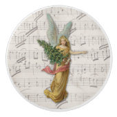 Antiek kerstboom engel Victoriaans papier schroot Keramische Knop (Voorkant)