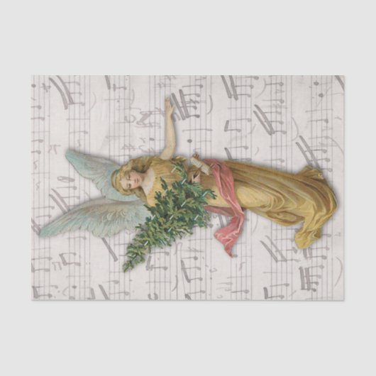 Antiek Kerstengel Victoriaans Christelijk Groot Tissuepapier (Voorkant)