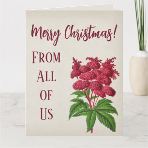 Antiek kerstfeest rode spiraea Palmata Kaart