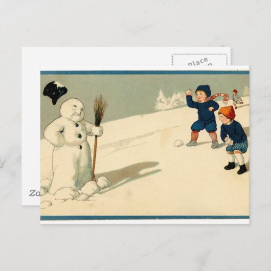 Antiek kerstfeestbegroetingen feestdagenkaart (Voorkant / Achterkant)