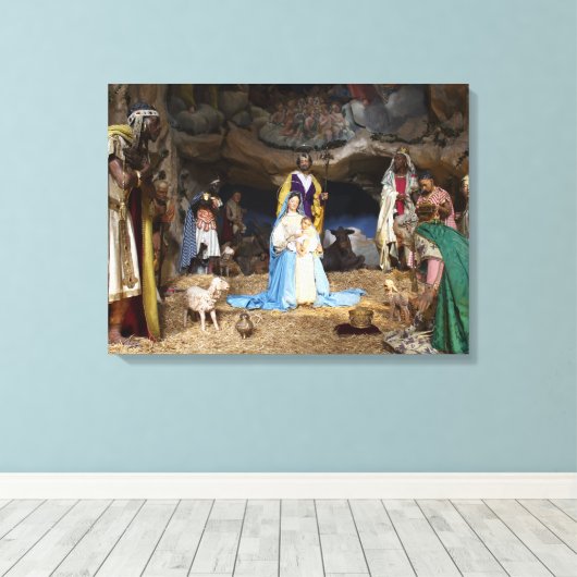 Antiek kerstfeestscène canvas afdruk (Insitu (Houten vloer))