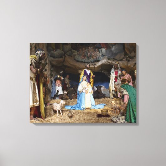 Antiek kerstfeestscène canvas afdruk (Voorkant)